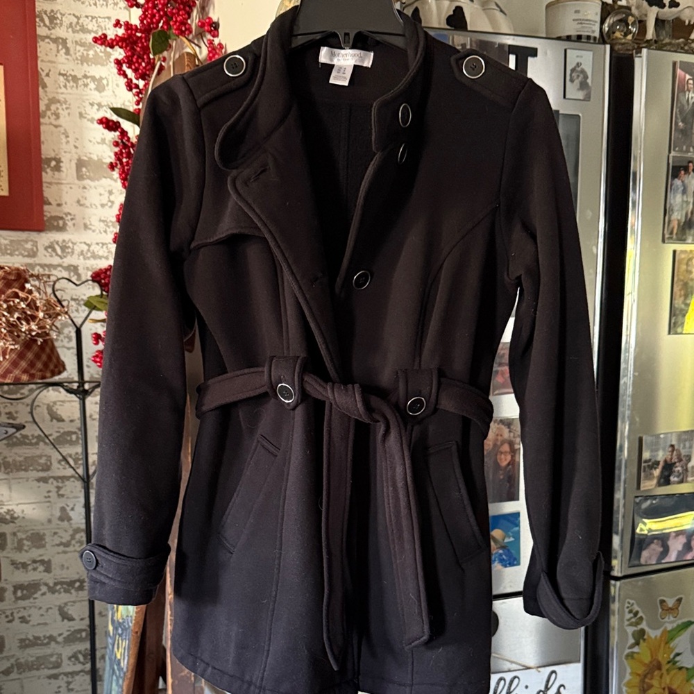 Motherhood Maternity Elegant Black Trench Coat